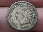 1861 Copper Nickel Indian Head Cent Penny- Fine Details