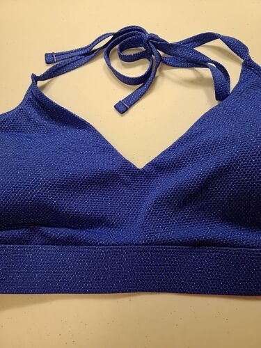 NWT Time and Tru Women's Halter Bikini Swim Top Shimmery Blue; Sz 2X (20W-22W)