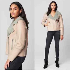 BLANK NYC Medium Herbal Refreshment Blush Sherpa Faux Leather Bonded Jacket