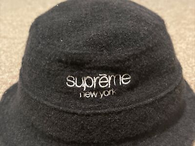 SUPREME Classic Logo Terry Crusher Black Bucket Hat Small SUPREME Classic Logo Terry Crusher Black Bucket Hat Small