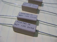 TRW PW5 Ceramic Cement 0.27 Ohm 10% 5W Resistors High Power R27 - NOS Qty 5
