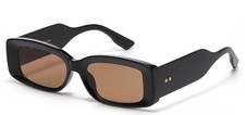 Women Chic Square Sunglasses Black Frame Brown Lens Tinted UV400 Plastic Retro