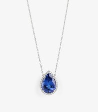 Tiffany & Co. 3.35ct Pear Shaped Tanzanite & Diamond Platinum Soleste Necklace