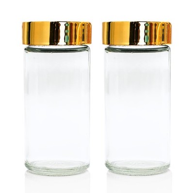 2pcs Gold Spice Jars, 3 oz Glass Seasoning Bottles, Spices Container, Empty S...