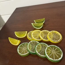12Pcs Fake Lemon/Lime Slices & Wedges Artificial - Fruit Party Fruit...