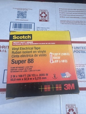 3M Scotch Super 88 Vinyl Electrical Tape 2  x 108 FT (36 Yard) Heavy Duty Grade