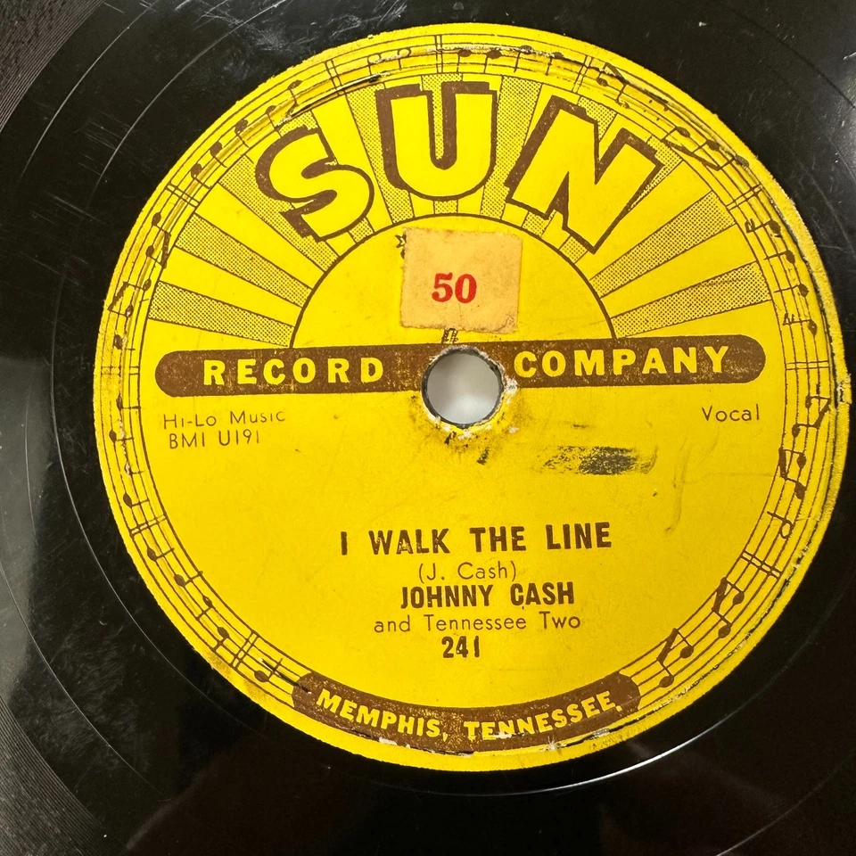 Johnny Cash – I Walk The Line • Sun 241 • Original 78 RPM Shellac Record 1956 Foto 2 de 4