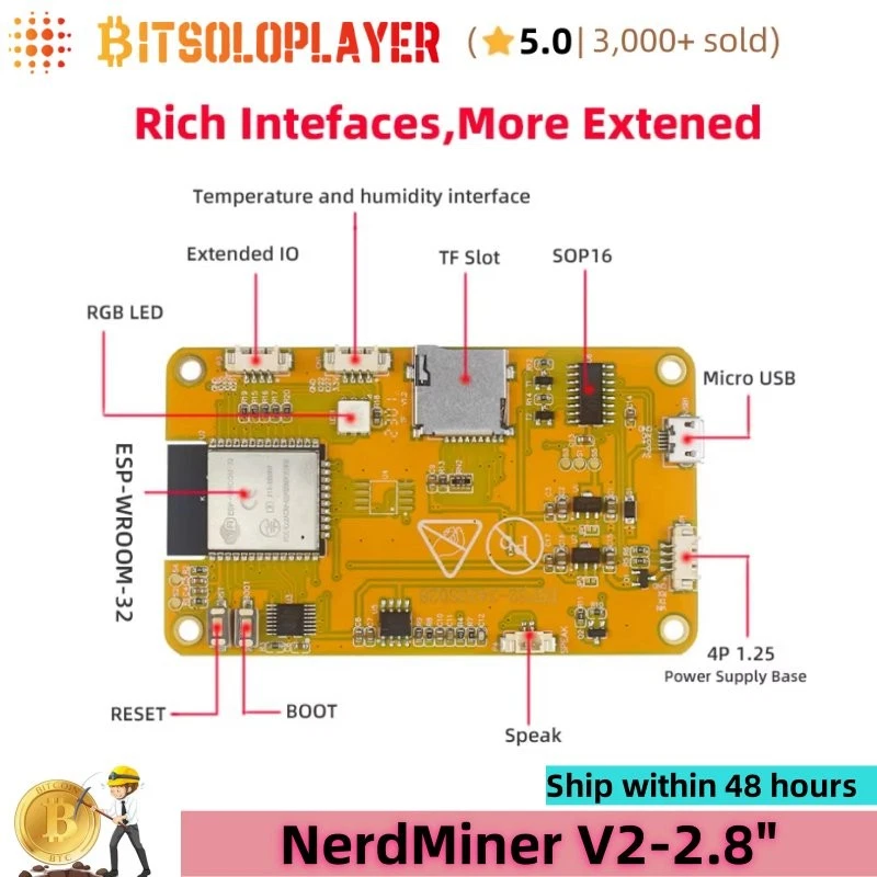 1002KH/s NerdMiner V2-2.8" Display BTC Solo Miner Crypto Bitcoin Lotto Machine - Image 4 of 4