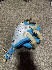 Open Face Wrestling Headgear Blue/White Ear Guard Chin Strap Adjustable Straps