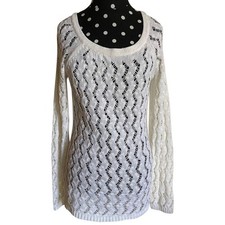 LOFT Womens Sweater Size Small Ann Taylor Off White Loose Weave Long NEW