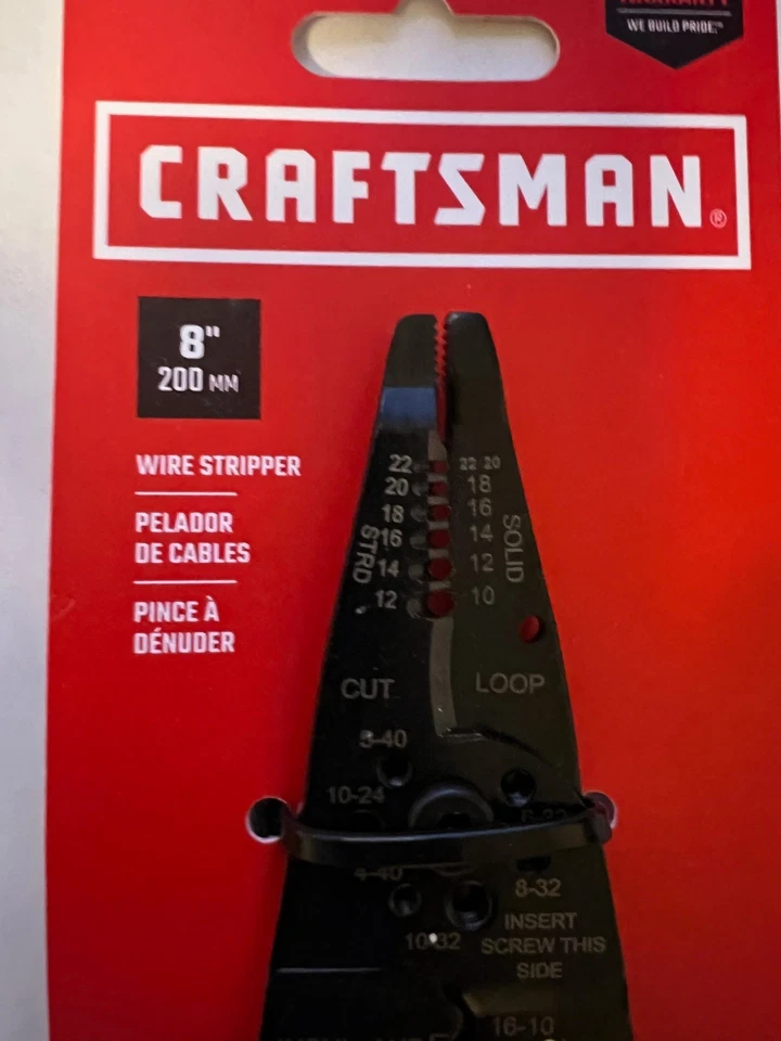 Craftsman CMHT81714 8" Pelacables Cómodo Agarre Tiras y Cortes 10-22AWG Foto 2 de 3