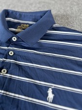 Polo Ralph Lauren Performance Polo Shirt Mens XL Blue Stripe Golf Pony Logo