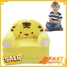 Cute Cartoon Kids Sofa Bed 2 in 1 Foldable Armchair Yellow for Living Room