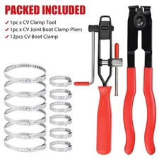 CV Boot Clamp Pliers Kit with Cutter, Heavy Duty Ear Type Banding Tool for CV