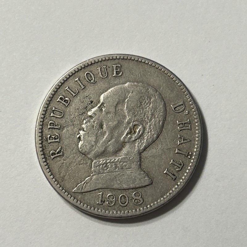 1908 Haiti 50 Centimes Old Historical Coin General Pierre Alexis Ungraded