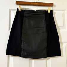 Wilsons Black Leather Solid Mini Skirt Back Zip Zipper Womens Regular Size M