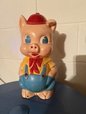 Vintage 1950's Porky Pig Hard Plastic Coin Bank 11