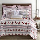 - Silent Night Quilt Set -/Cal Holiday Quilt 106x92 and Two Pillow King Grey