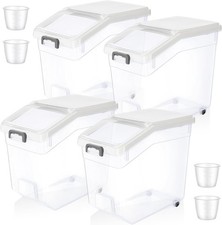 4 Pcs Rice Stora Container 38 lb Flour Container with Wheels