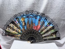Barcelona Spain Hand Fan Decorative Flamenco Lace Folding Fan Good Used