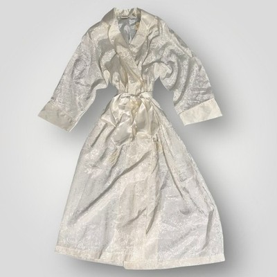 Deadstock Vintage Victorias Secret Ivory Satin Robe 90s Kimono Quiet Luxury M/L