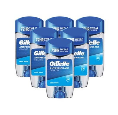 Gillette Cool Wave Gel Deodorant Antiperspirant Powerful 72H Odor Blocker 6-Pack