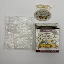 LONGABERGER Happy Birthday Tie On 1994 Ceramic Pottery Tag NEW In Box