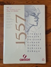 Canson 1557 White Fine Grain Paper Sketch Pad, A3 x 100 sheets, sealed pack