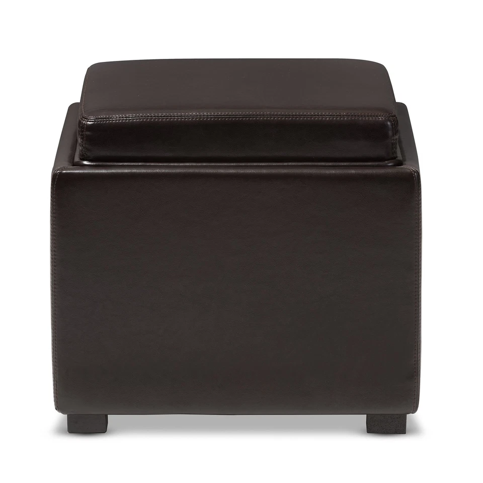 DARK BROWN TATE STORAGE OTTOMAN - Image 2 of 4