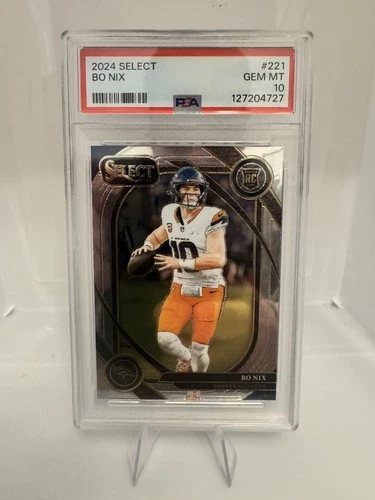 2024 Panini Select - Club Level Bo Nix #221 Silver Prizm (RC) PSA 10