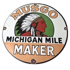 Vintage Musgo Gasoline Sign - Gas Oil Pump Michigan Service Porcelain Sign