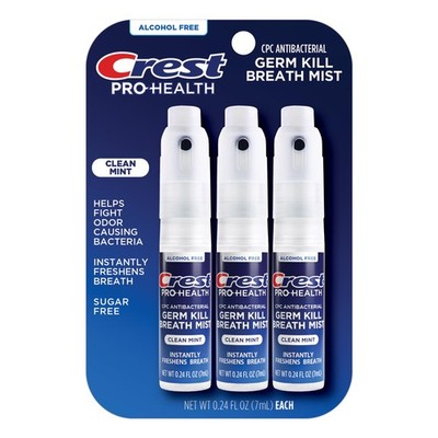 Beauty Instant Fresh Breath Mist 3 Pack Alcohol Sugar Free Clean Mint Flavor
