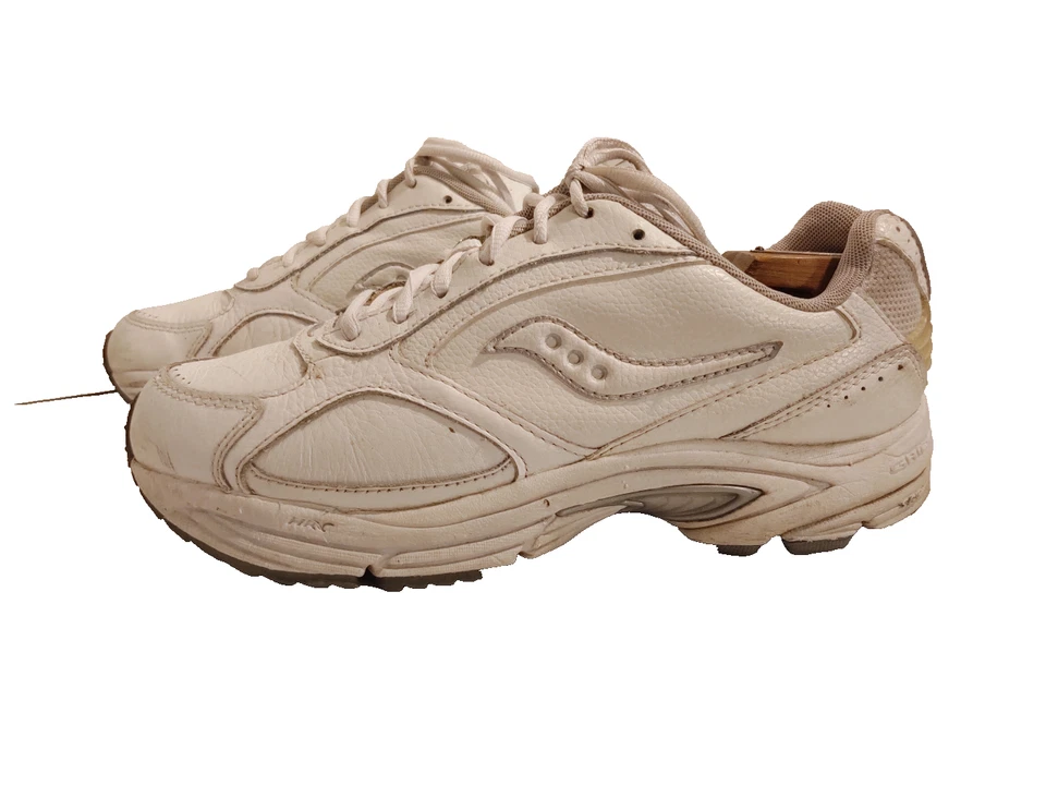 Zapatos para caminar Saucony Grid Omni para mujer 8,5 W de ancho cuero blanco control de movimiento Foto 2 de 4