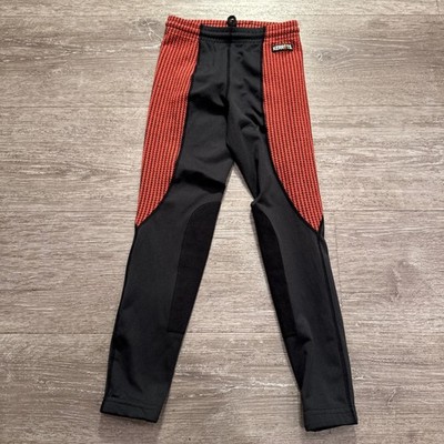 Kerrits Riding Tights Girls S Red Black Polyester Knee Patch Equestrian Preppy