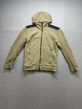 Adidas Women Activewear Jacket S Khaki Green Full Zip Hoodie Zip Pockets Workout