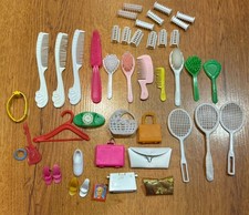 Vtg Lot 1960s 1970s Barbie Accessories Shoes Purses Hair Rollers Phone
