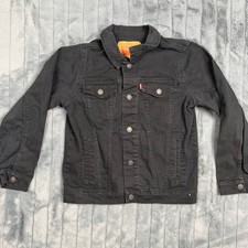 Levis Kids Trucker Jacket Black Denim Button Front Coat Size M 10-12 Years 10216