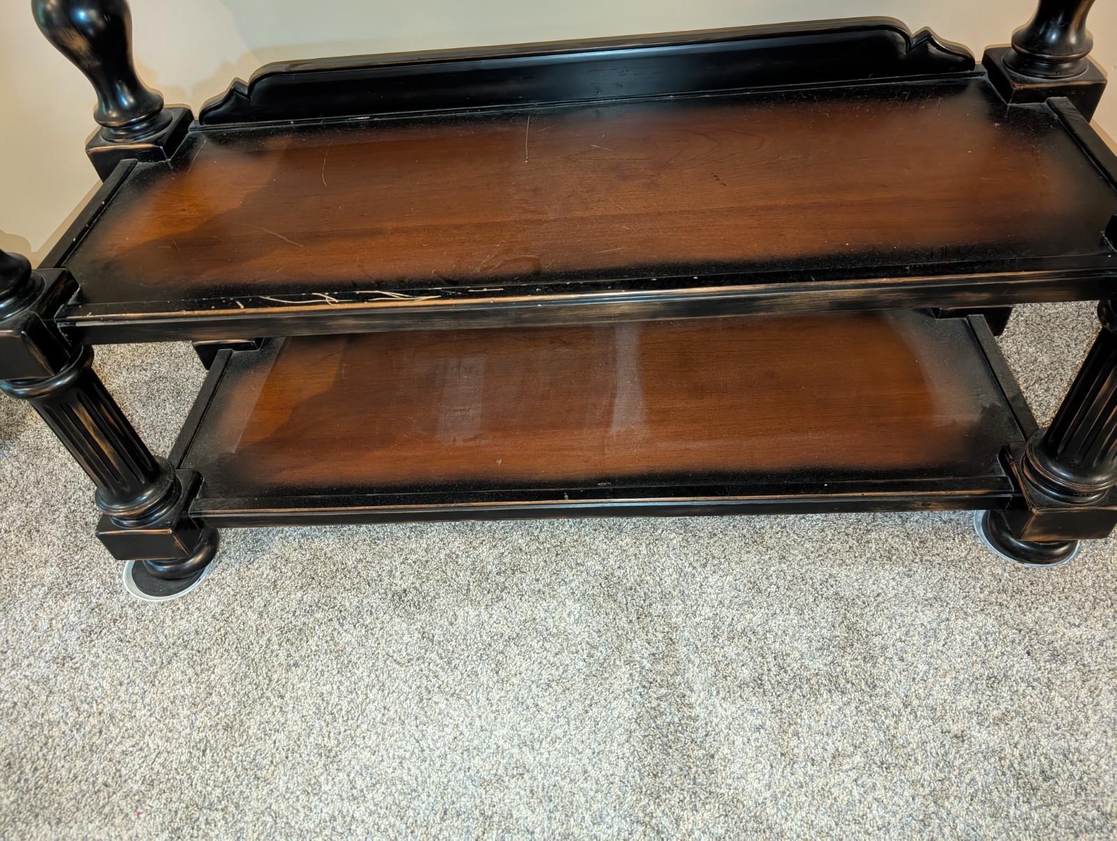 Barley Twist Console Table With 2 Foliage Carved Drawers