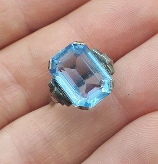 Bijou Ancien Bague Art Deco Tank En Argent Poinçon Sanglier Silver Ring TBE T50