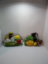  Syroco Plastic Kitchen Wall Decor 1975  Fruit And Vegetable Set of 2 
