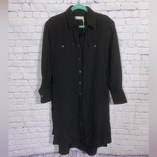 Everlane The City Stripe Draped Shirt Dress Black Size S NWT Preppy Casual