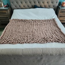 Bearaby Velvet Napper Weighted Blanket Mauve Pink Chunky Hand Knit Throw 65x44