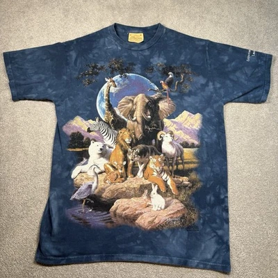Camiseta The Mountain Años 90 Mundo de Animales Azul Tie Dye Algodón Talla M Las Vegas - Imagen 1 de 4