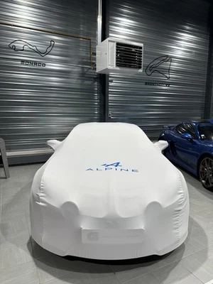 Bâche / Housse Intérieure Pour Alpine A110 R Couleur Blanc Et Logo Bleu - Photo 1/2
