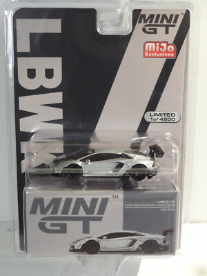 MINI GT #449 - SILVER - LBWK LAMBORGHINI AVENTADOR LIMITED - USA