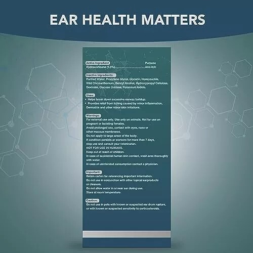 NOVEHA Pet Ear Drops with 1 Hydrocortisone Ear Cleaner for Dogs