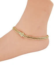 14K Gold Plated CZ Cuban Anklet Bracelet