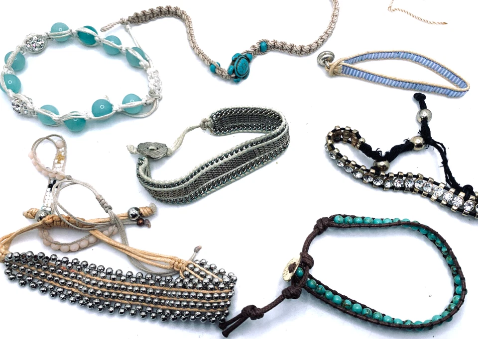 Lote de 8 pulseras ajustables Boho multicolor trenzadas con cuentas Foto 3 de 4