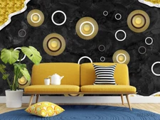 3D  Black Geometric Wallpaper Wall Mural Removable Self-adhesive Sticker549