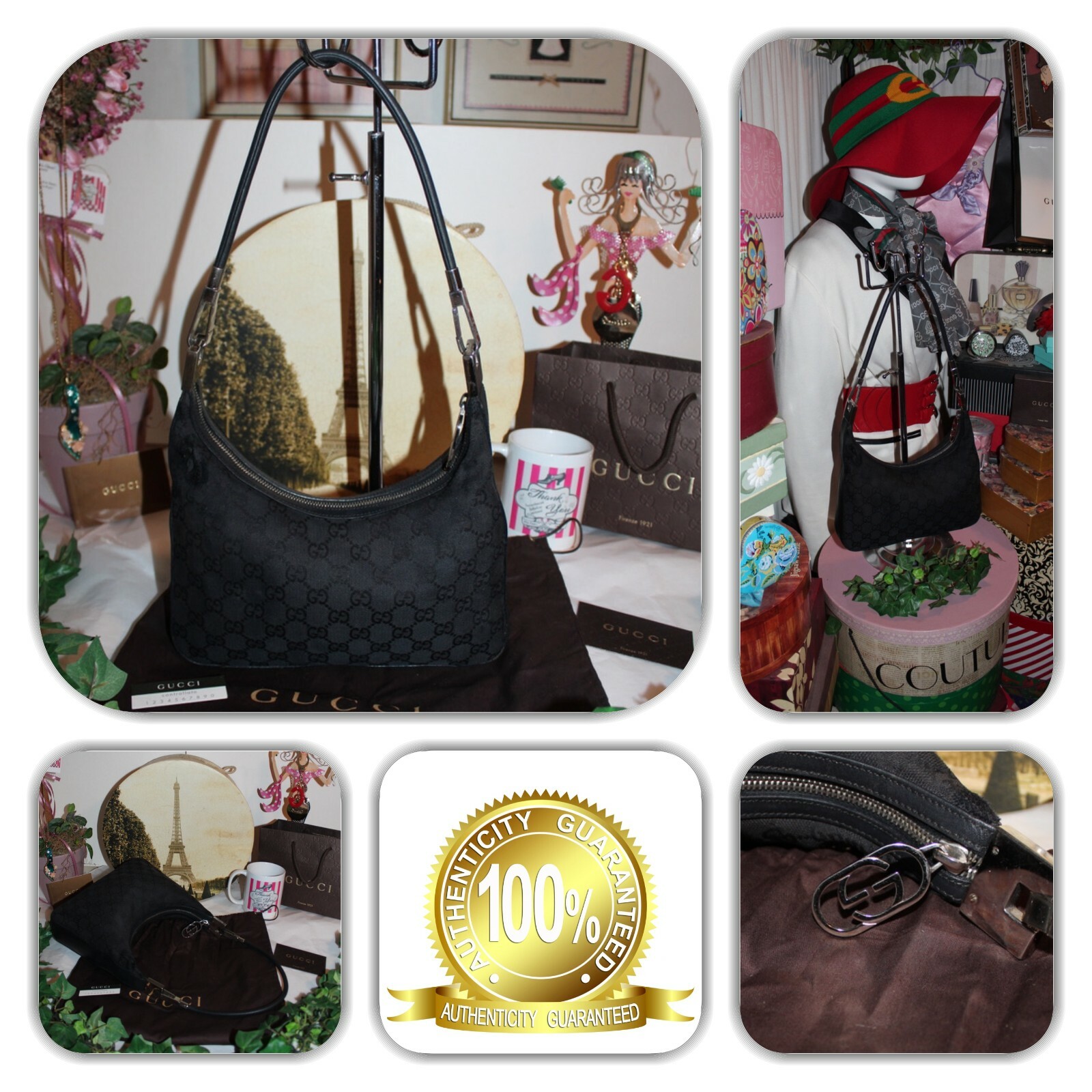 ALLURING GUCCI BLACK GG MONOGRAM SMALL HANDBAG! - image 1